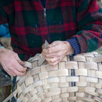 Owen Jones making an oak swill at Hatfield Living Crafts fair 2017